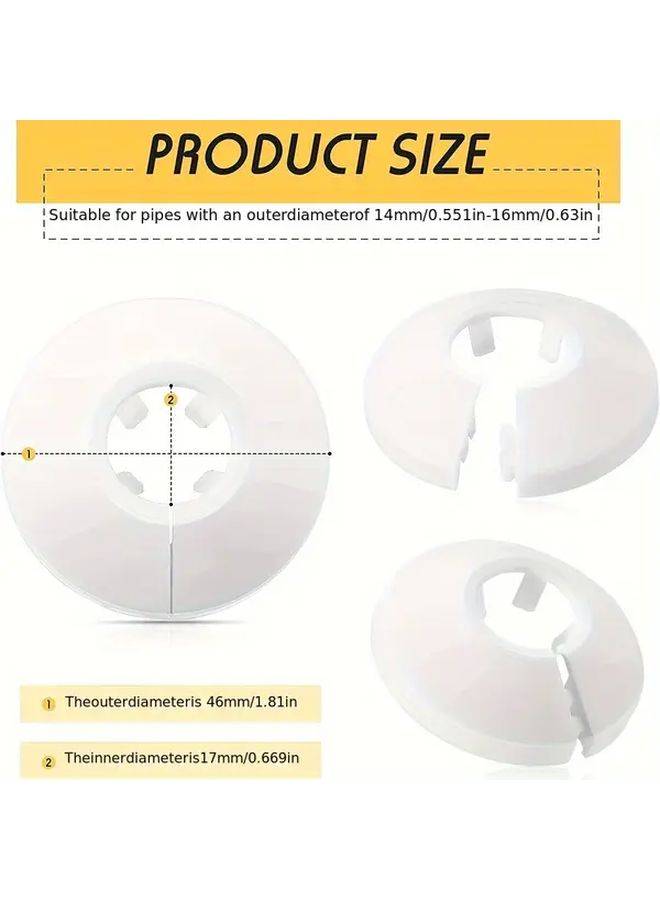Stainless Steel Silver Triangle Valve Round Snap On Pipe Wall Hole Cover Up 4pcs - Image 3