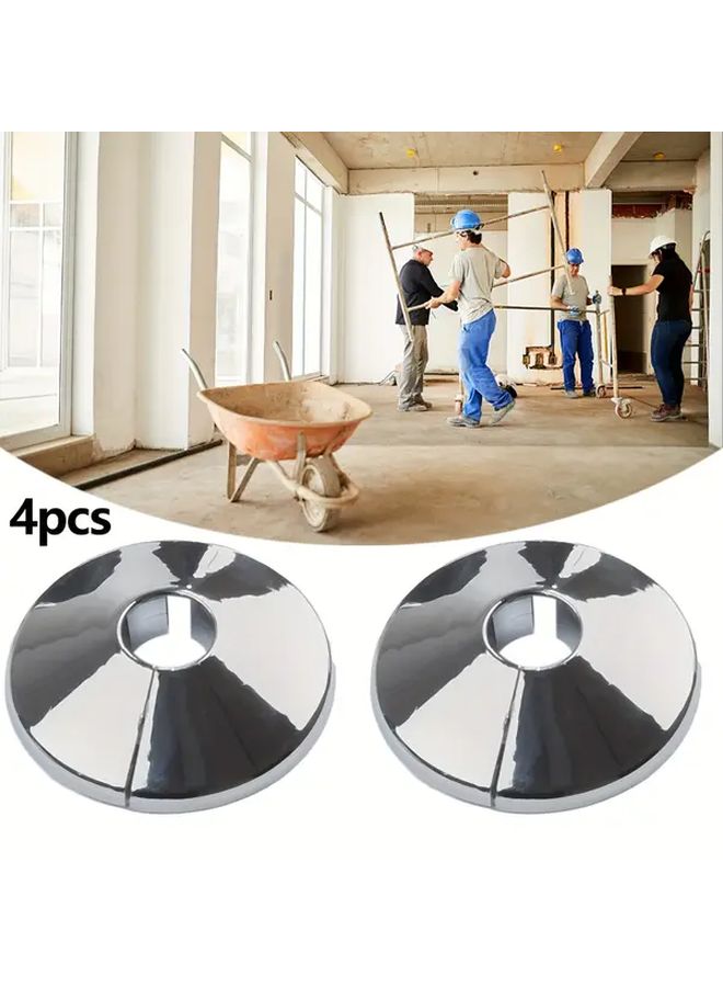Stainless Steel Silver Triangle Valve Round Snap On Pipe Wall Hole Cover Up 4pcs - Image 5