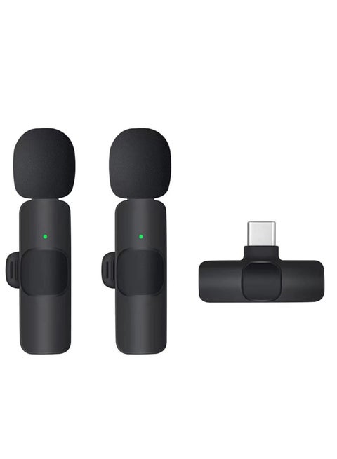Wireless Lavalier Microphone for USB C Smartphone, Plug and Play Mini Mic for YouTube TikTok Live Streaming Gaming K Song Recording Auto Noise Reduction