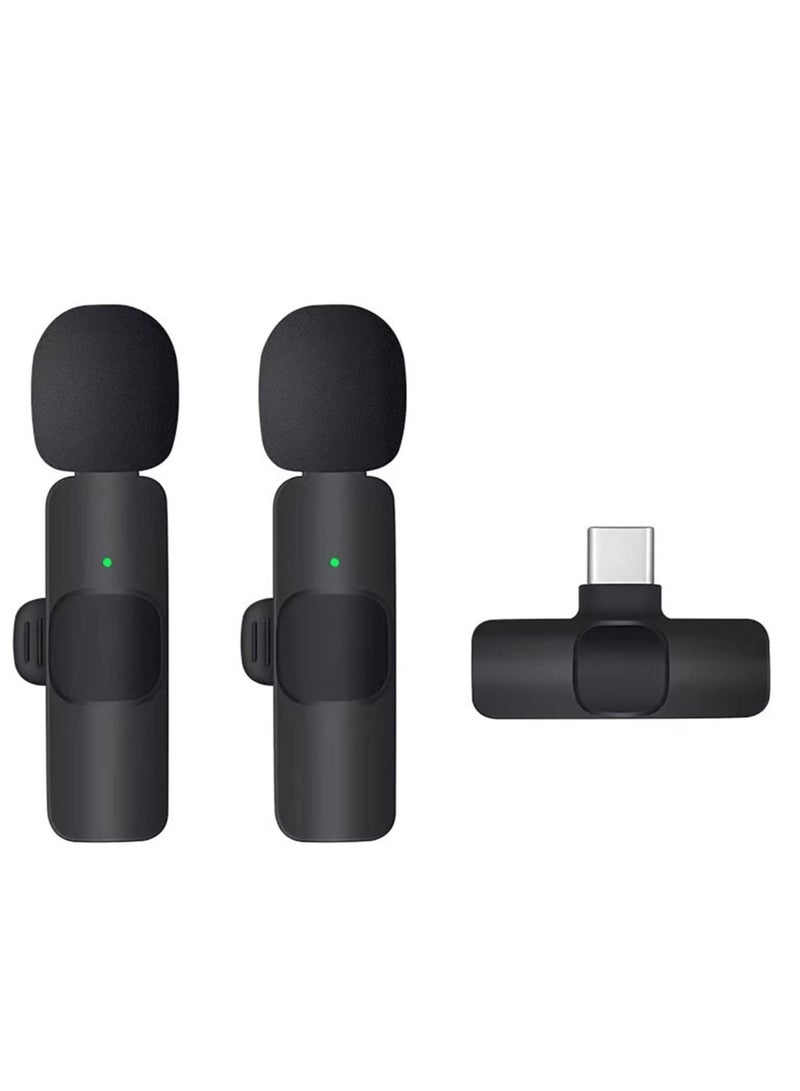 Wireless Lavalier Microphone for USB C Smartphone, Plug and Play Mini Mic for YouTube TikTok Live Streaming Gaming K Song Recording Auto Noise Reduction