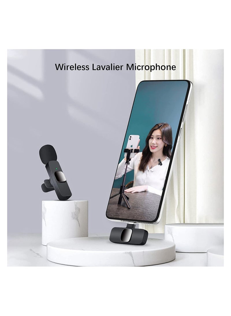 Wireless Lavalier Microphone for USB C Smartphone, Plug and Play Mini Mic for YouTube TikTok Live Streaming Gaming K Song Recording Auto Noise Reduction