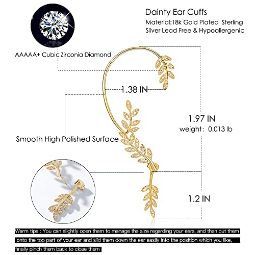Vercret Gold Earrings Cuff for Women CZ Earring Ear Cuff for Friend, Sister, Daily Wearing - Image 4