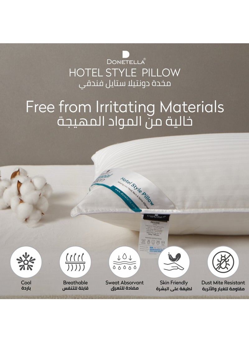 Donetella Cotton Pillow, Hotel Style, 1200 Gms, 4 Pieces, Size 50x75 cm,  Satin Stripes, Double Edge Stitched Premium Gel Fiber, Soft & Plush Bed Pillow  - Image 4