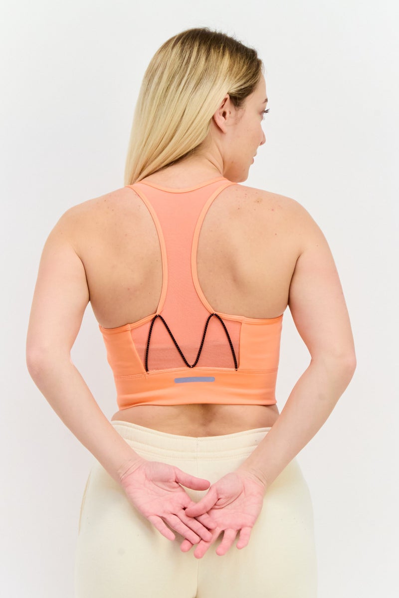 Adidas Women Brand Logo Padded Sports Bra, Coral - Image 3