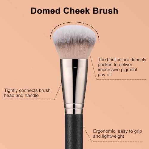TEOYALL Domed Cheek Brush, Medium Precision Brush Head with Dense Synthetic Bristles for Contour Bronzer Blush with Loose Powder Cream - Image 3
