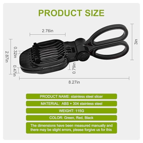 CEHNCEH Fruit Slicer, Strawberry, Banana, Kiwi Cutter, Egg Slicer for Hard Boiled Eggs, for Fruit Sausages, Cucumbers, Mushroom Cutter, Rapid & Safe Slicing Kitchen Gadgets (Black) - Image 3