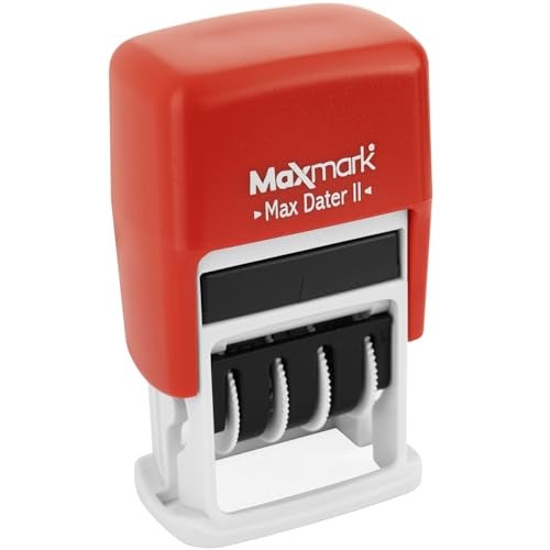 MaxMark Self-Inking Rubber Date Office Stamp with Paid Phrase & Date - RED Ink (Max Dater II), 12-Year Band - Image 2