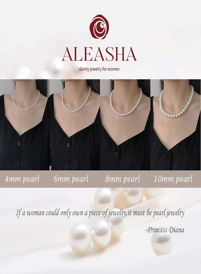 ALEASHA قلادة أليشا من اللؤلؤ الصناعي 4 مم للنساء والرجال، خيط لؤلؤ أبيض صغير مستدير بطول 18 بوصة، هدايا مجوهرات (4 مم، 18 بوصة، أبيض) - Image 5