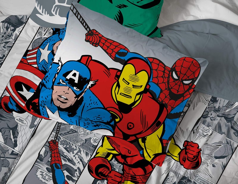 Jay Franco Marvel Avengers Comic Cool 7 Piece Queen Bed Set - Includes Comforter & Sheet Set - Bedding Features Captain America, Spiderman, Iron Man, Hulk, & Thor - Super Soft - Image 5