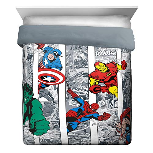 Jay Franco Marvel Avengers Comic Cool 7 Piece Queen Bed Set - Includes Comforter & Sheet Set - Bedding Features Captain America, Spiderman, Iron Man, Hulk, & Thor - Super Soft - Image 2