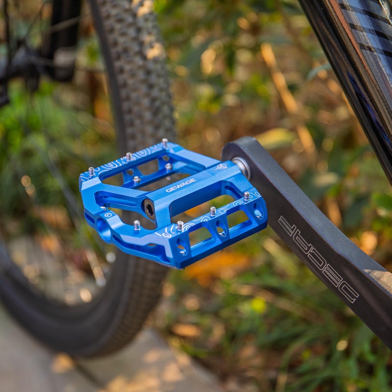 GEWAGE Road/Mountain Bike Pedals -Non-Slip Bicycle Flat Pedal Aluminum 9/16" - 3 Sealed Bearing Lightweight Platform Pedals for Road Mountain BMX MTB Bike (Blue) - Image 2
