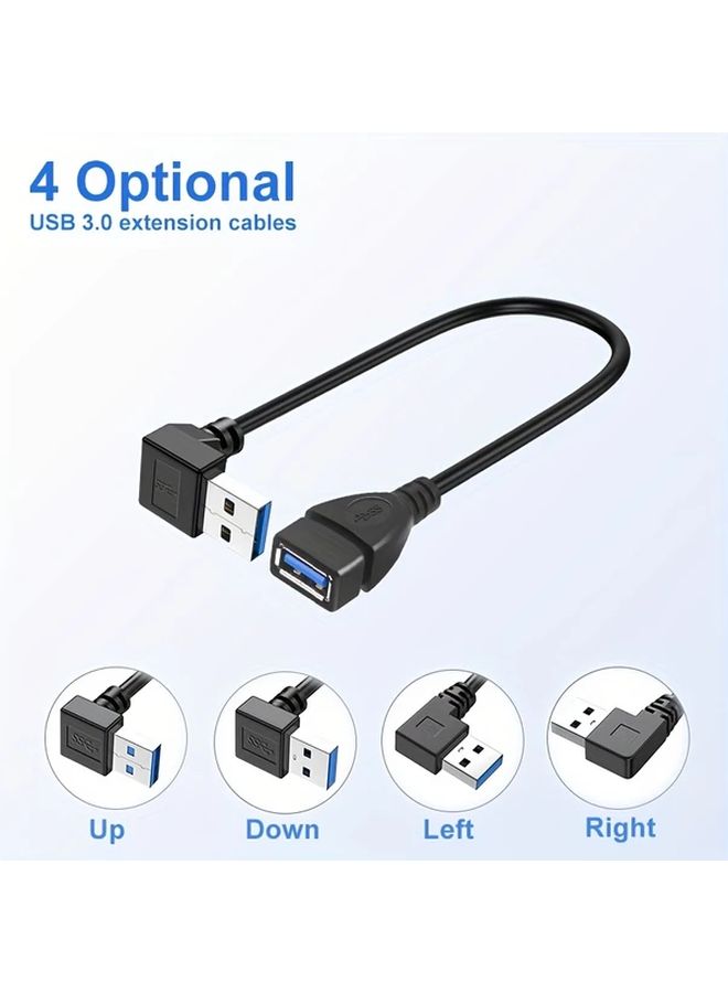 كابل تمديد USB 3.0 بزاوية هابطة 5 جيجابت في الثانية محول كوع 90 درجة أسود - Image 1