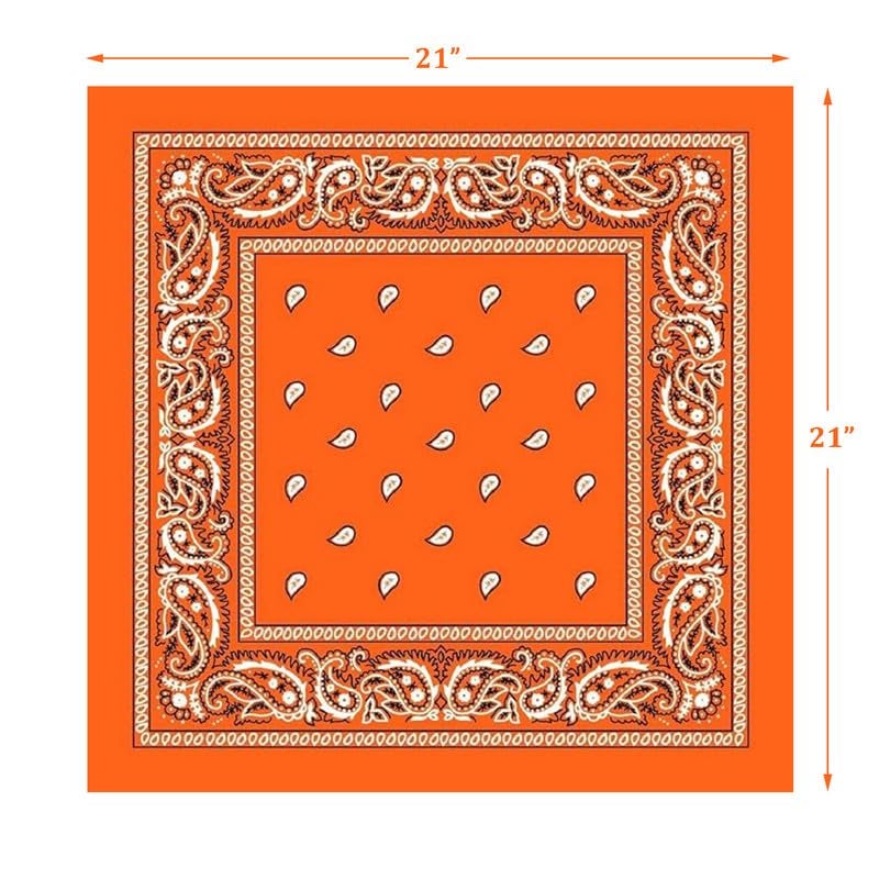 DIKHAWA Unisex Cotton Bandana/Head Wrap/Wristband/Face Cover/Handkerchief For Men And Women (ORANGE,PINK,PURPLE,YELLOW_50CM X 50CM_Pack of 4) - Image 2