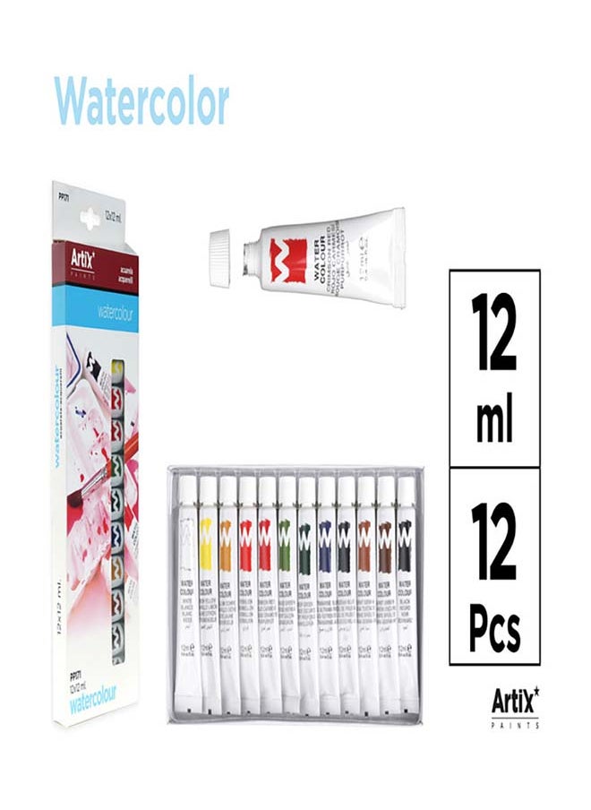 Artix Watercolor Paint Set - 12 Colors, 12ml Each 