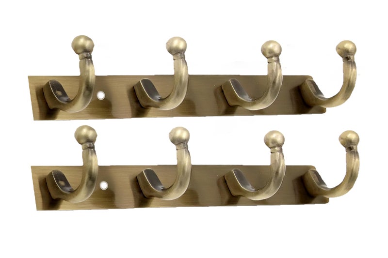 GHAR DWAR Heavy Duty Goli Stainless Steel Cloth Hanger Suitable for Bathroom Bedroom Kitchen Wall Hook Rail Hanging Scarf, Coat,Keys Tie Clothes Towel Door Robe Hanging (Pack Of 2, Brass Antiqu 4 Pin) - Image 5