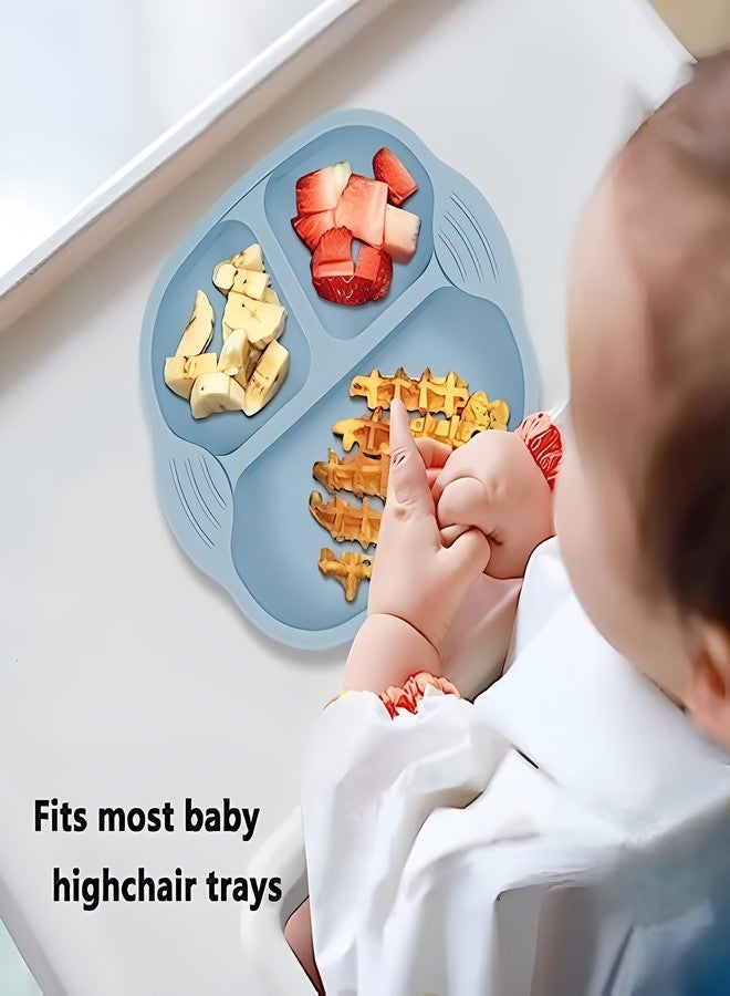 yomith Plates for Baby, Silicone Dishes for Toddlers Infant Kids, Divided Suction Plate Baby Dish, Non-Slip, Non-Toxic, BPA Free (Blue) - Image 4
