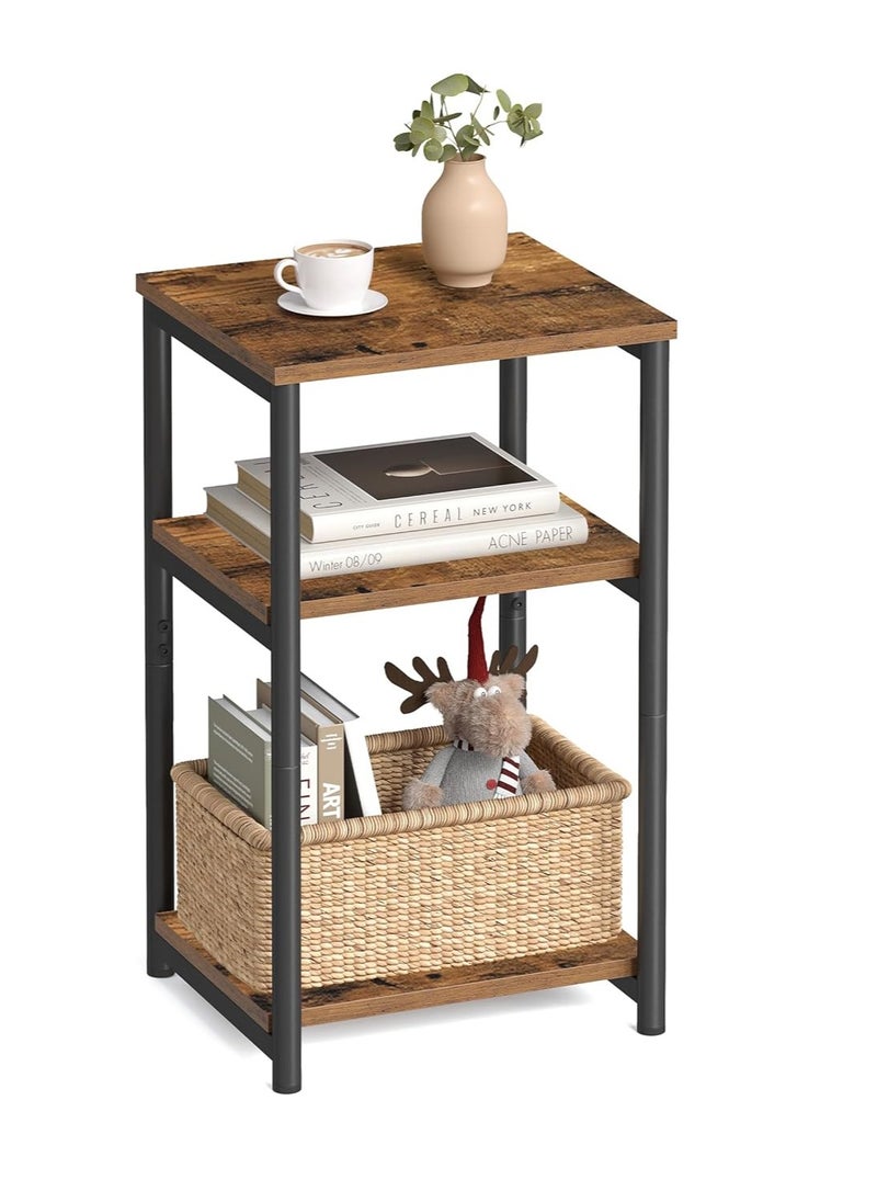 Arabest Side Table, Small End Table, Tall Nightstand for Living Room, Bedroom, Office, Bathroom, Rustic Brown and Classic Black  - Image 1