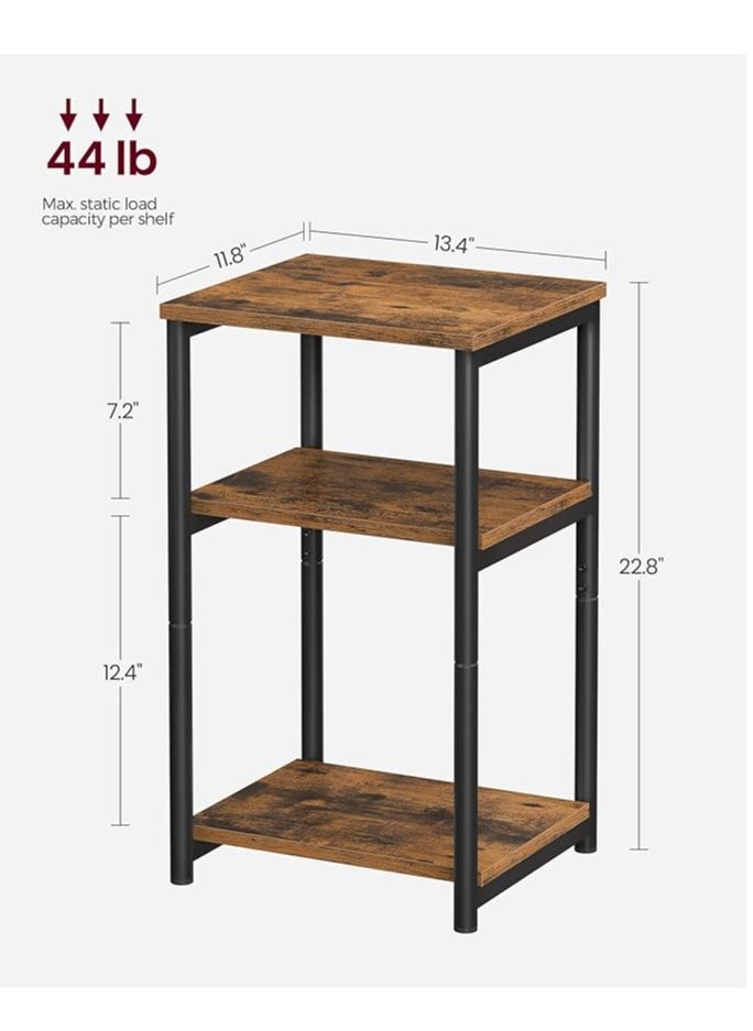 Arabest Side Table, Small End Table, Tall Nightstand for Living Room, Bedroom, Office, Bathroom, Rustic Brown and Classic Black  - Image 3
