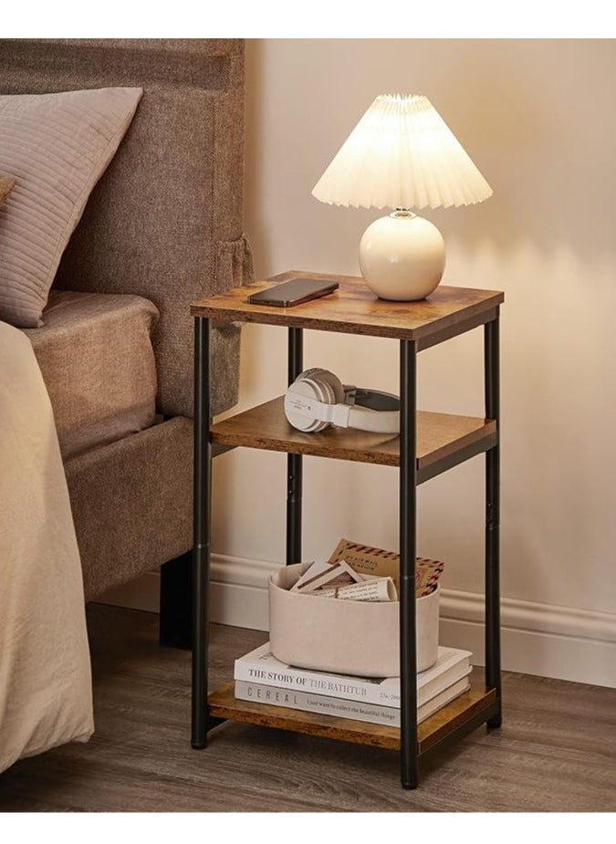 Arabest Side Table, Small End Table, Tall Nightstand for Living Room, Bedroom, Office, Bathroom, Rustic Brown and Classic Black  - Image 2