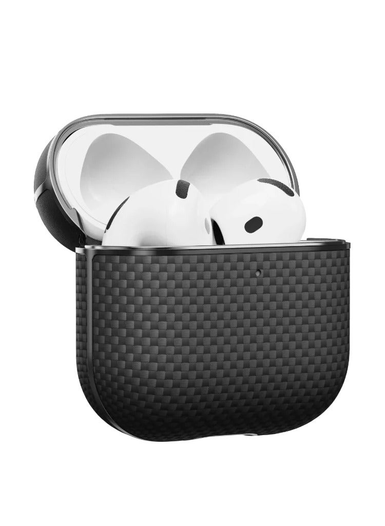 بيتاكا جراب مغناطيسي من ألياف الأراميد لسماعات AirPods 4 / تصميم أنيق بملمس مزدوج / تصميم خارجي متين / متوافق مع MagSafe / خفيف الوزن - أسود/رمادي - Image 1