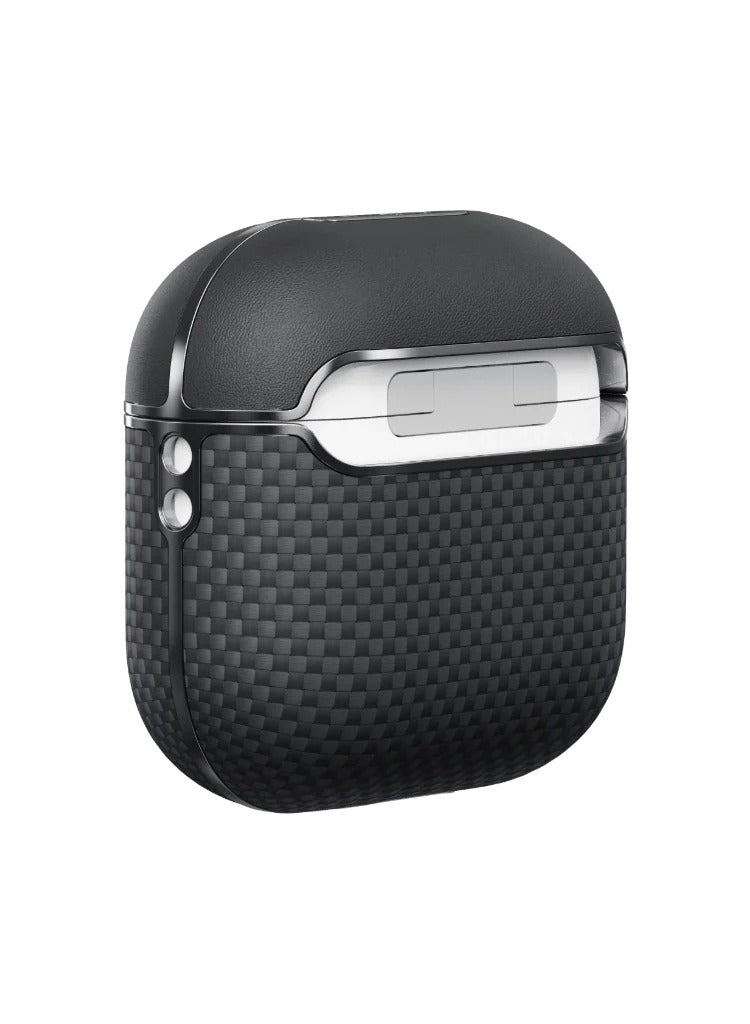 بيتاكا جراب مغناطيسي من ألياف الأراميد لسماعات AirPods 4 / تصميم أنيق بملمس مزدوج / تصميم خارجي متين / متوافق مع MagSafe / خفيف الوزن - أسود/رمادي - Image 3