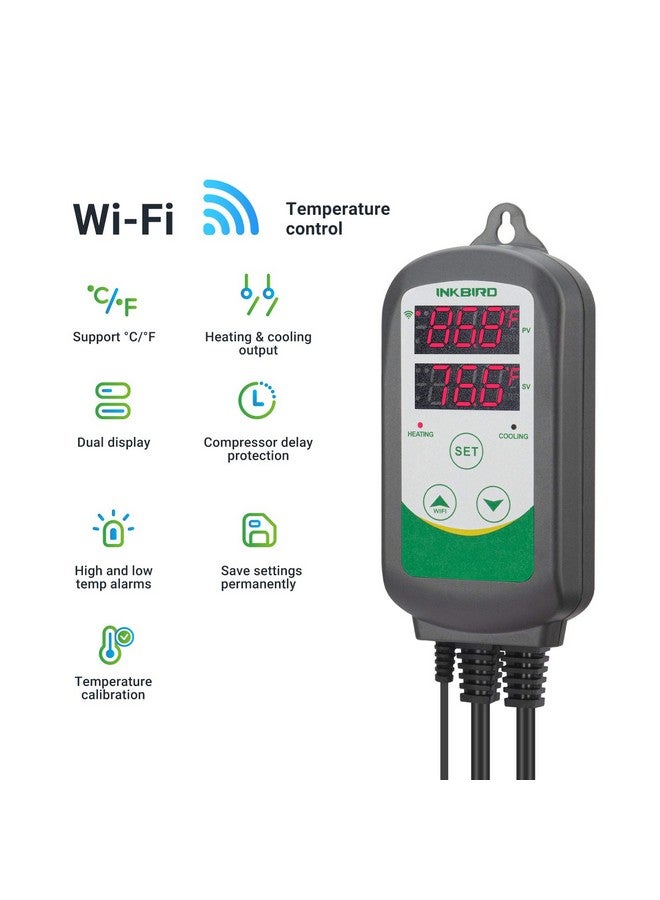 INKBIRD Wifi Itc308 Digital Temperature Controller Aquarium Thermostat For Aquarium Heater And Cooler, With Waterproof Sensor. - Image 2