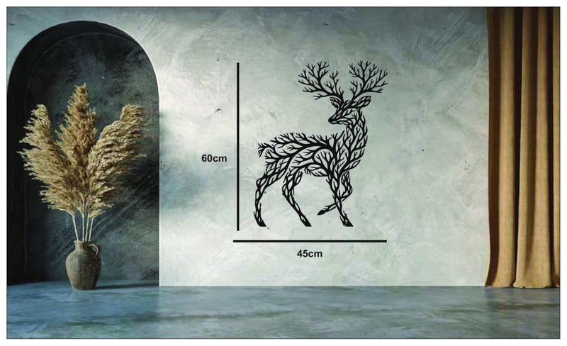 Saifix Metal Wall Art Black Sculptures | Modern Wall Hanging Home Decoration | Living Room, Bedroom & Office Décor (Deer) - Image 3