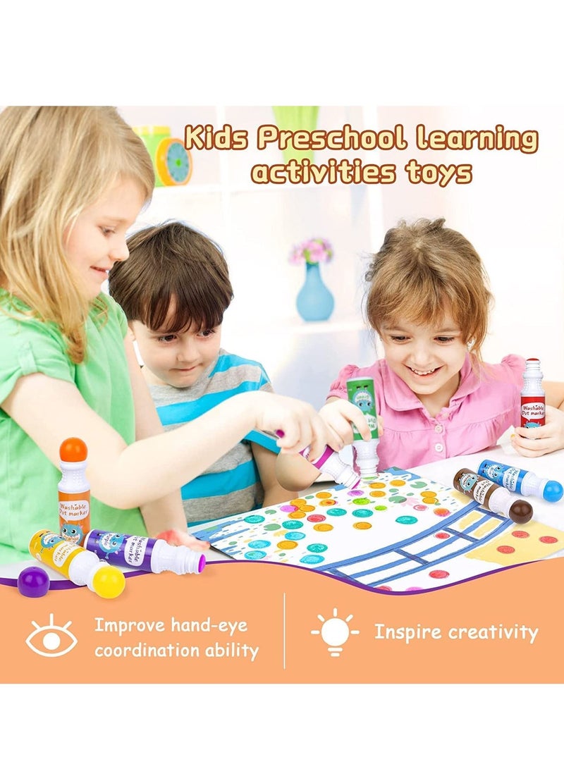 SYOSI Dot Markers Bingo Daubers 8 Colors Washable Markers for Toddlers Arts and Crafts Supplies Toddler Activities Non-Toxic Washable Coloring Markers for Preschool Kids Learning - Image 3