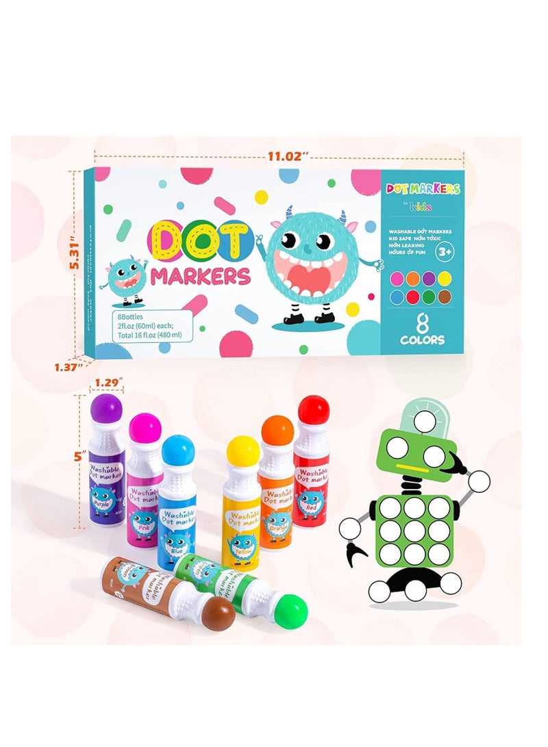 SYOSI Dot Markers Bingo Daubers 8 Colors Washable Markers for Toddlers Arts and Crafts Supplies Toddler Activities Non-Toxic Washable Coloring Markers for Preschool Kids Learning - Image 5