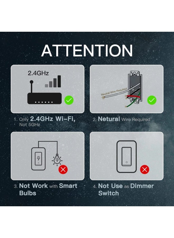 مويس مفتاح WiFi ذكي MOES Star Ring 1 Gang – متوافق مع Alexa و Google Assistant – شبكة 2.4GHz – Single Pole و 3-Way – تحكم عن بُعد - Image 4