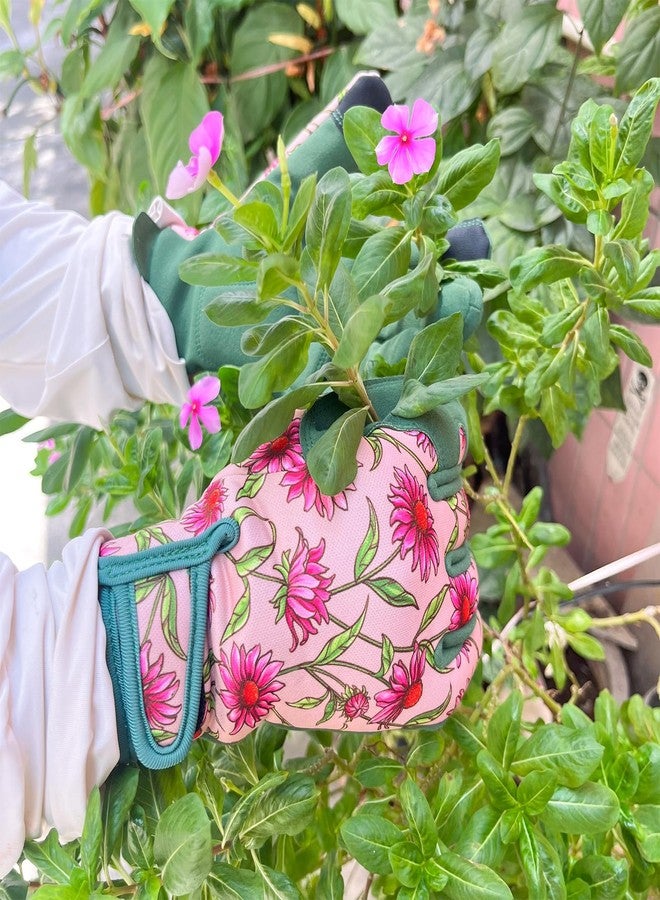 OIZEN Gardening Gloves for Women, Garden Gloves with Touch Screen, Thorn Proof Puncture Resistant Working Gloves, Gardening Gifts for Women (Green with Pink Flowers, Medium) - Image 3