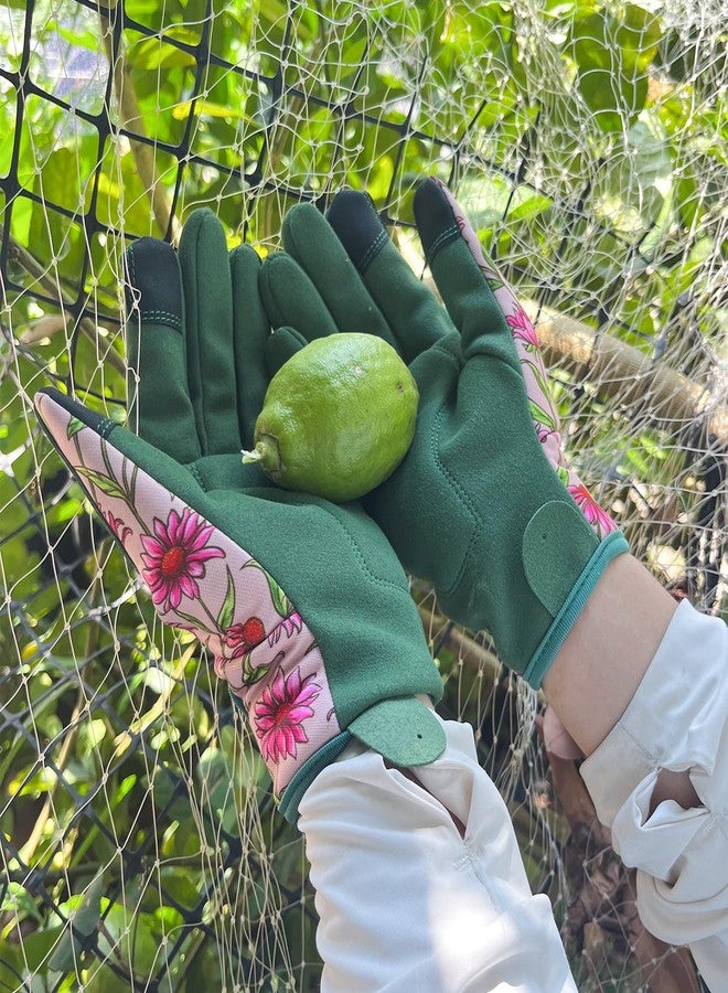 OIZEN Gardening Gloves for Women, Garden Gloves with Touch Screen, Thorn Proof Puncture Resistant Working Gloves, Gardening Gifts for Women (Green with Pink Flowers, Medium) - Image 5