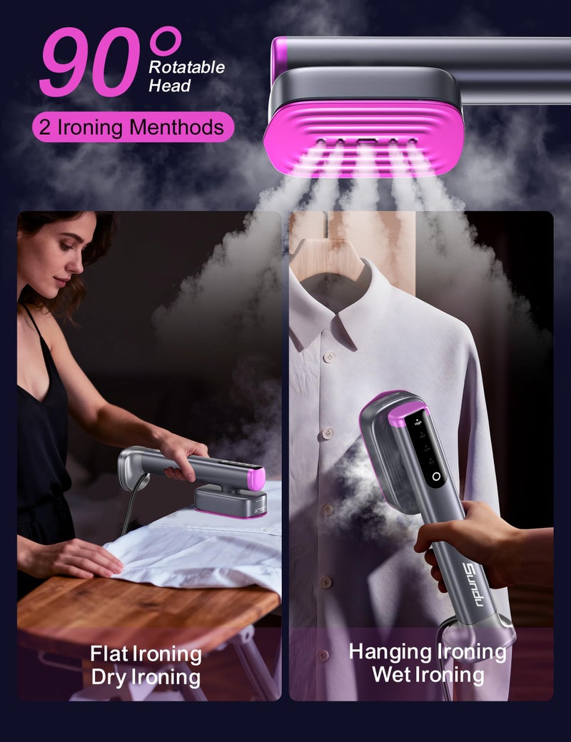 Sundu Travel Steamer for Clothes,Sundu Portable Handheld Garment Steamer,15s Fast Heat-up,2 Water Tanks (180 ml and 100 ml),Steamer Ironing Gloves,45 Minutes of Continuous Ironing for Travel,Home(grey) - Image 5