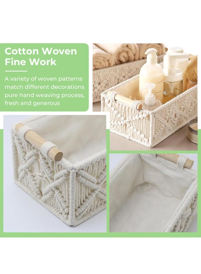 Anmi 2-Piece Handwoven Macrame Storage Baskets with Handles - Decorative Cotton Rope Organizers for Bathroom & Bedroom - Image 5