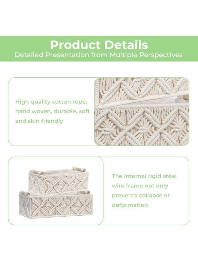 Anmi 2-Piece Handwoven Macrame Storage Baskets with Handles - Decorative Cotton Rope Organizers for Bathroom & Bedroom - Image 3