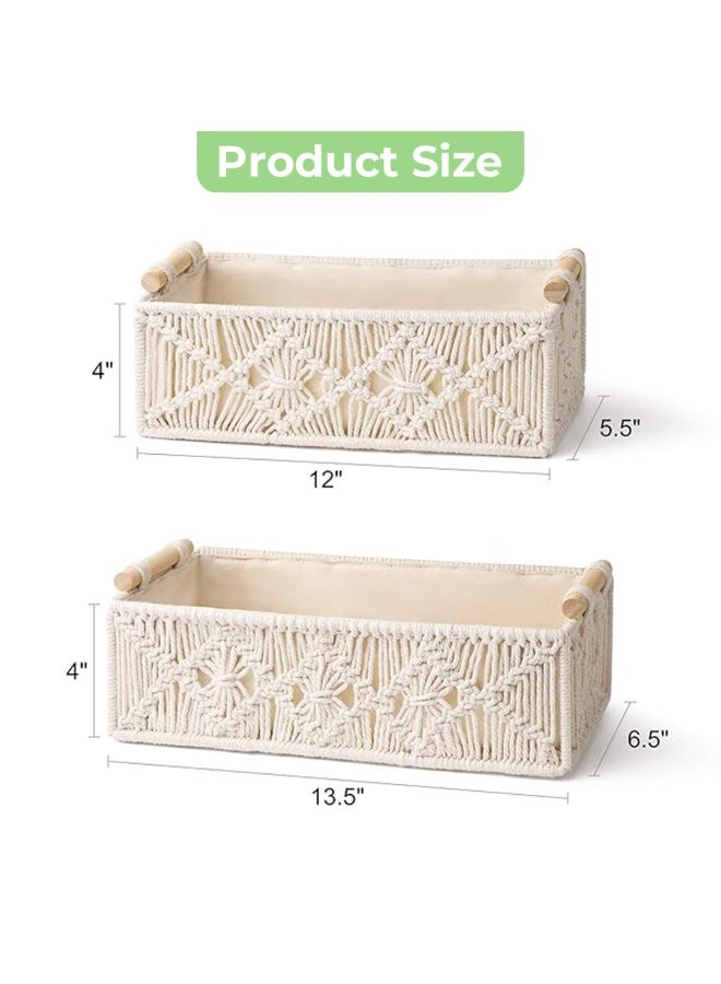 Anmi 2-Piece Handwoven Macrame Storage Baskets with Handles - Decorative Cotton Rope Organizers for Bathroom & Bedroom - Image 2