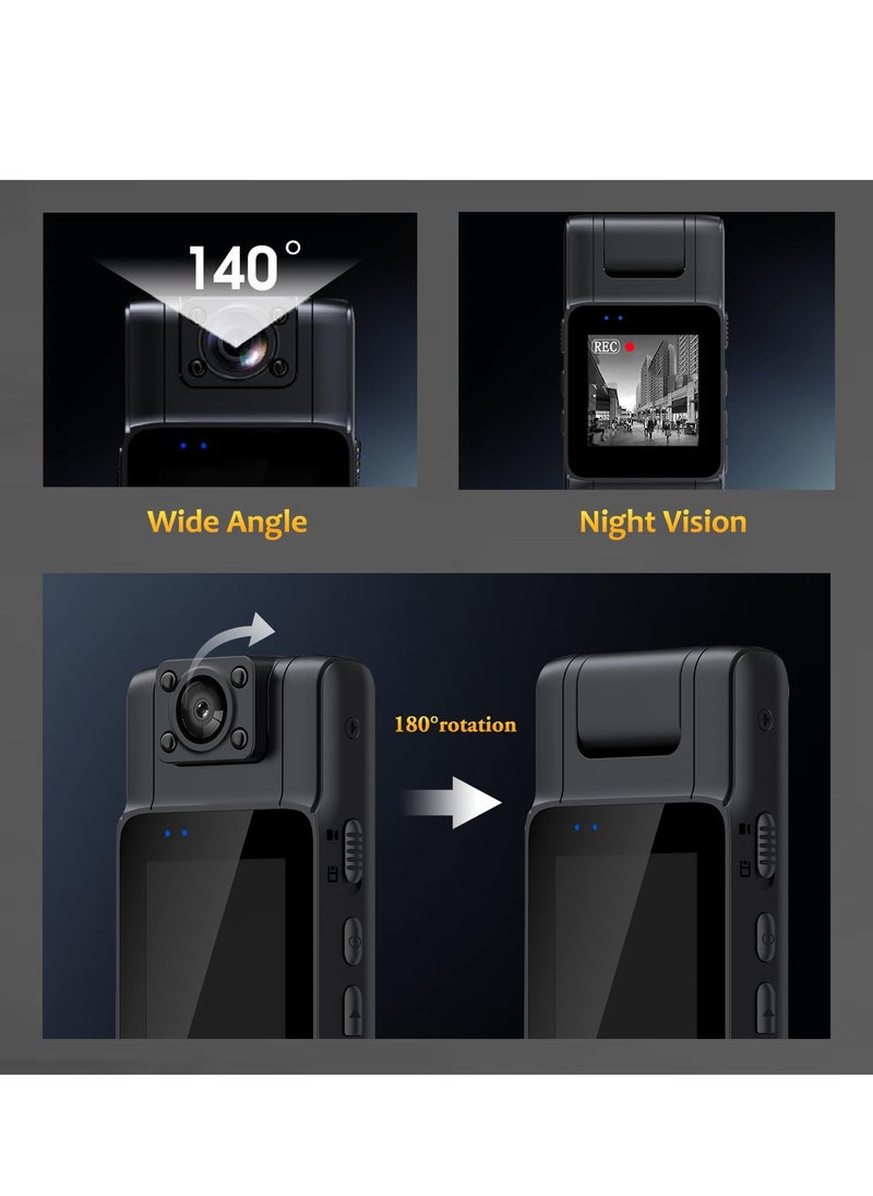 SYOSI Pocket Camcorder, 1080p Min Cam with 180° Rotatable Lens Night Vision Cameras Video Recorder Portable Wearable Bodycam, 1.4 in Screen to Playback Mini Cam for Outdoor, Cycling, Work Records  - Image 3