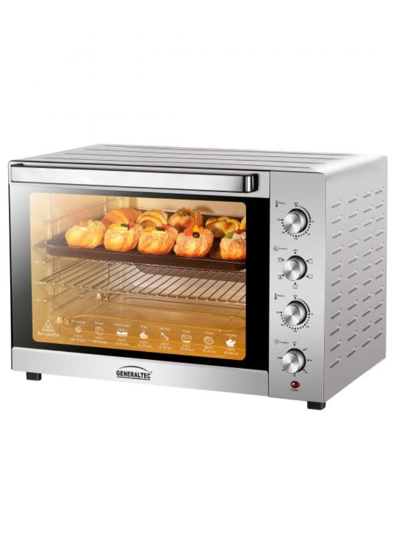 GENERALTEC Generaltec Stainless Steel Electric Toaster Oven, Rotisserie-Grill, Convection-Oven, GOT150L, 1 Year Manufacturer Warranty 