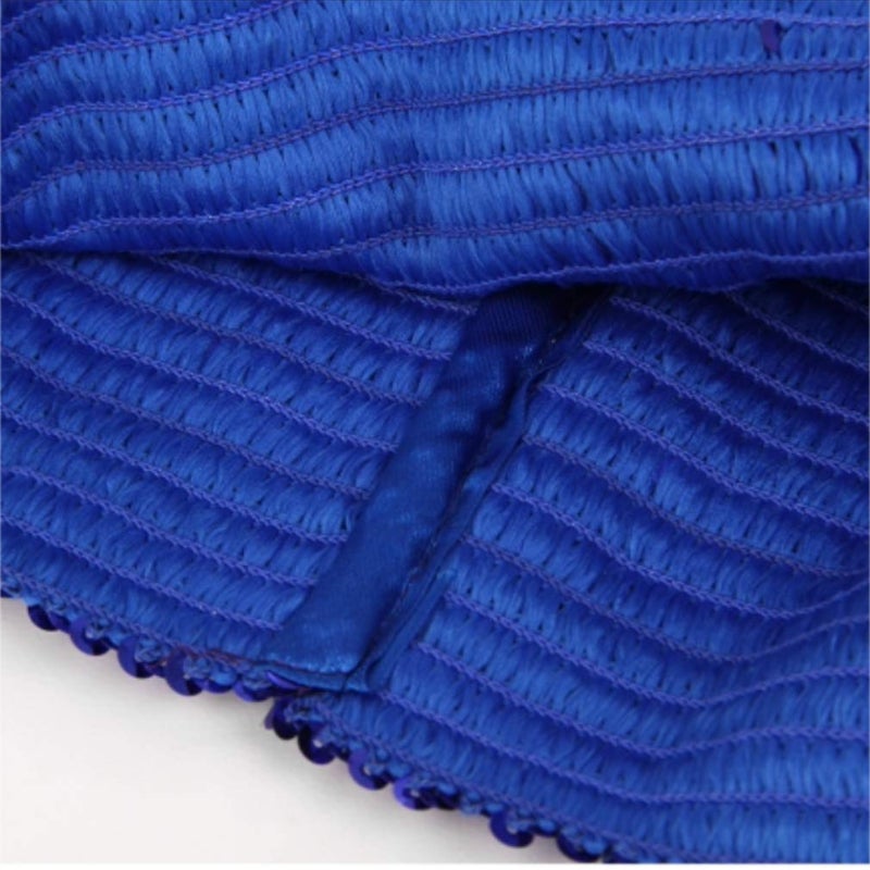 Fenyong Womens Sparkly Sequin Mermaid Crop Tops, Strapless Metallic Tube Tops for Party Clubwear(Royal Blue) - Image 3