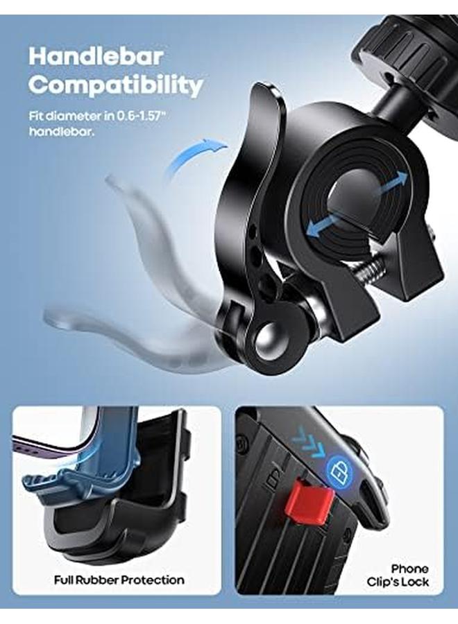 erorex Bike Phone Holder Motorcycle Phone Mount Motorcycle Handlebar Cell Phone Clamp Scooter Phone Clip For Iphone 15 Pro Max Plus 14 Pro Max S23 S24 Ultra 4.7 6.8" Smartphone - Image 4