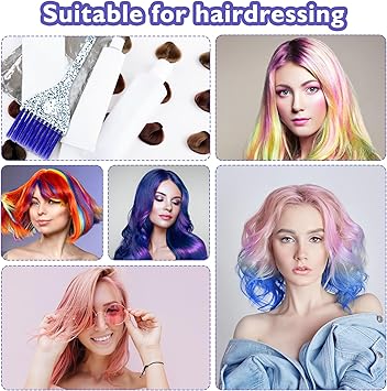 ASTER 6 Pieces Hair Dye Brush Set Hair Color Brush Framar Color Brush Tint Applicator with Colorful Soft Bristles and Glitter Handle for DIY Hair Coloring Salon Hair Dyeing 3 Colors Flat Brush - Image 4