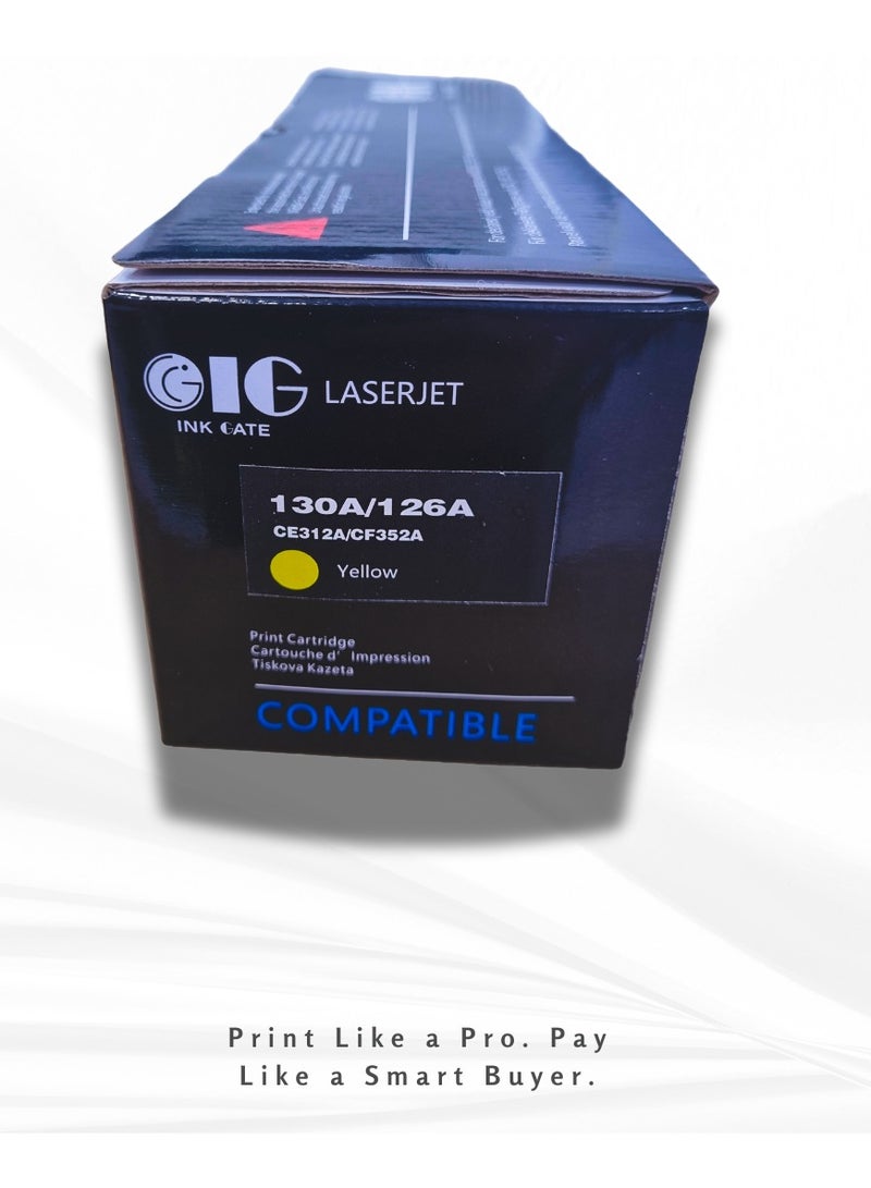 أي جي كارتريدج حبر أصفر متوافق من IG – متوافق مع 130A / 126A / CE312A / CF352A – لطابعات HP CP1025، MFP M176، M177 وCanon LBP7010C، LBP7018C – حتى 1000 صفحة - Image 3