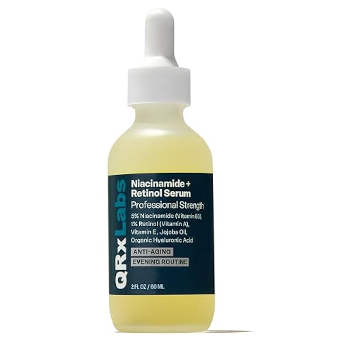 QRxLabs 5% Niacinamide Serum with 1% Retinol & Alpha Arbutin - Anti-Aging Retinol Serum for Face - Pore Minimizer - Dark Spot Remover for Face & Skin Brightening - 2 Fl Oz - Image 1