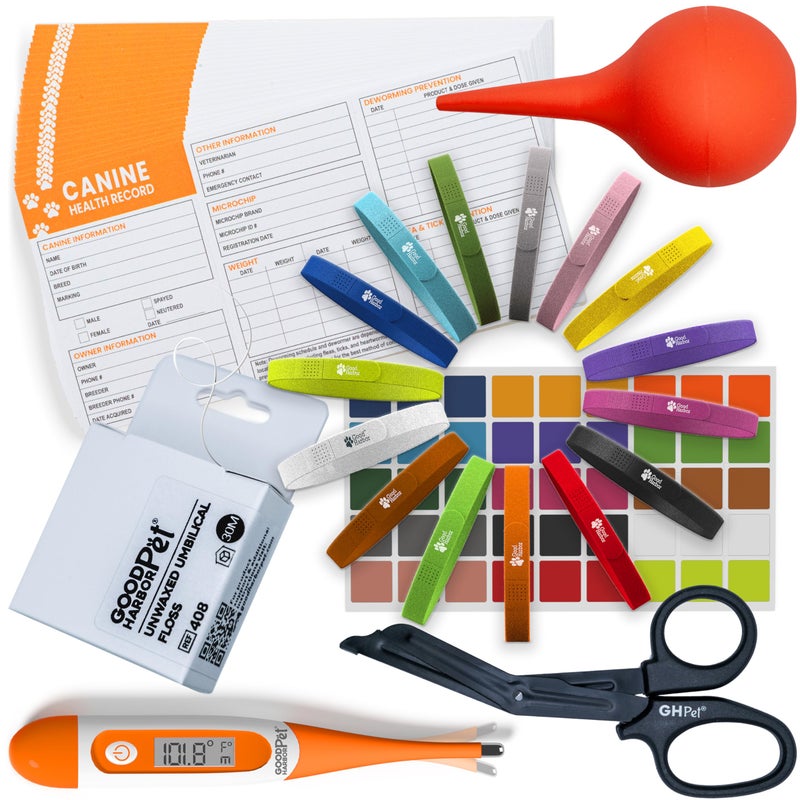 Good|Harbor GoodHarborPet|Puppy Whelping Essentials Kit for Newborn Dogs | Vaccination Record Cards, Thermometer, Umbilical Floss, and Supplies for Pets - Image 1