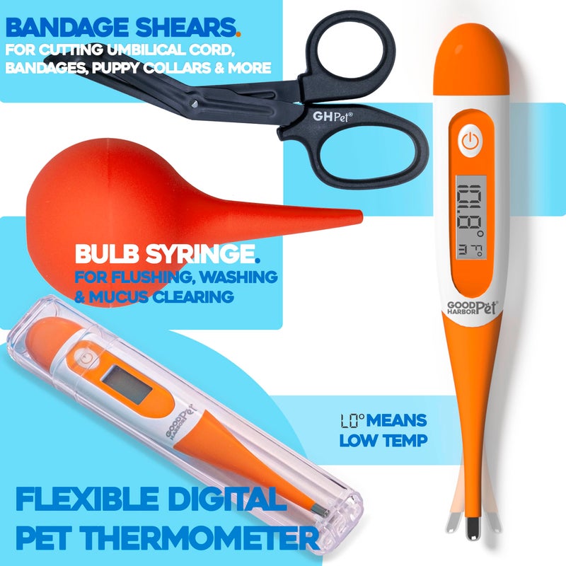 Good|Harbor GoodHarborPet|Puppy Whelping Essentials Kit for Newborn Dogs | Vaccination Record Cards, Thermometer, Umbilical Floss, and Supplies for Pets - Image 4