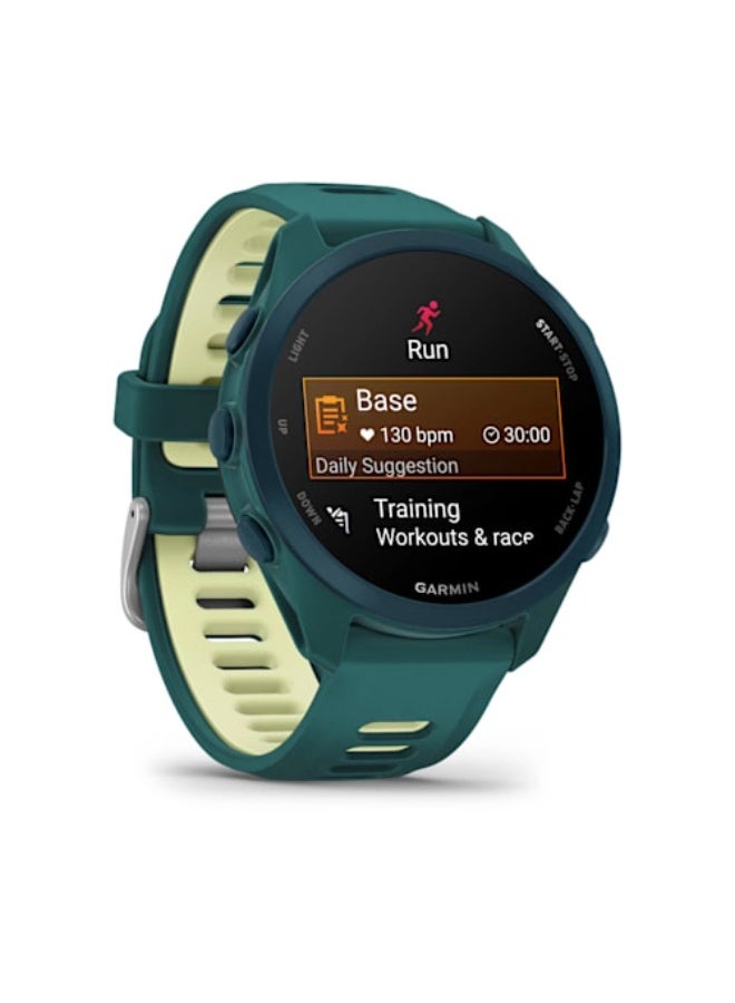 GARMIN Forerunner 170 MUSIC - 43mm - Teal Green/Citron - Up to 10 Days of Battery Life - 1.2” AMOLED Display, Chemically-strengthened glass, Heart Rate Monitor, All day stress monitor, Gps tracking, Music on your Wrist, iOS and Android compatible Teal Green/Citron - Image 3
