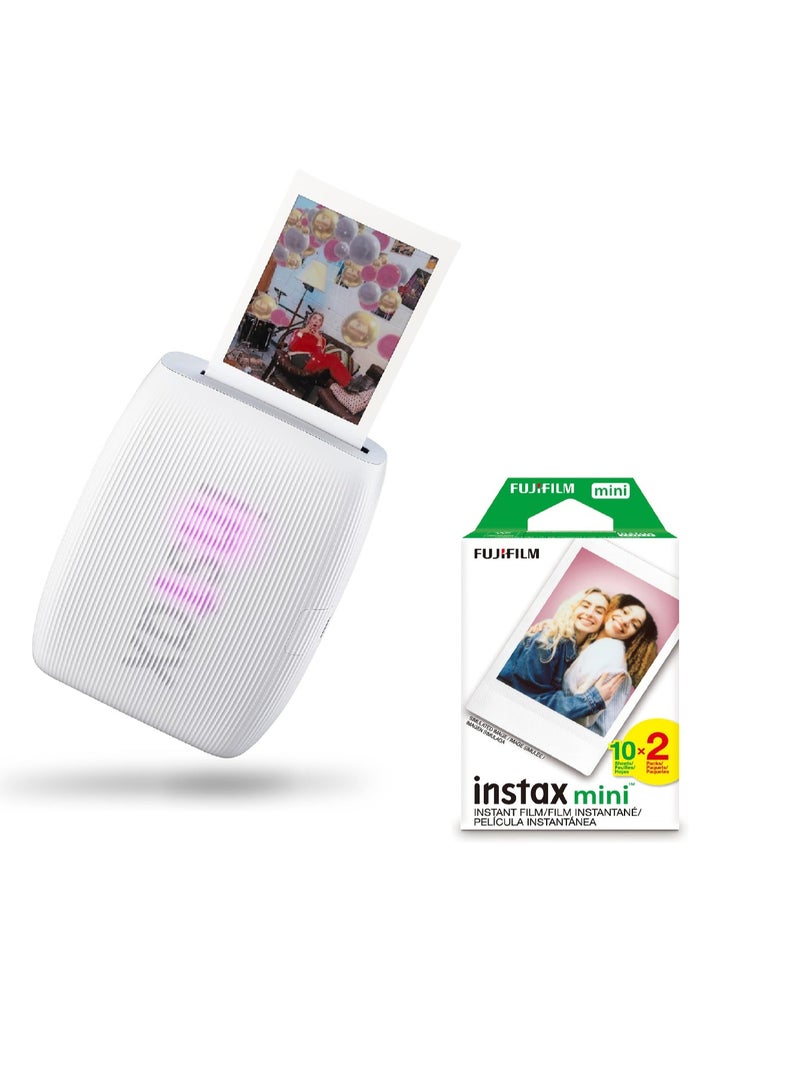FUJIFILM Instax Mini Link 3 Printer With Mini 20 Sheet Clay White - Image 1