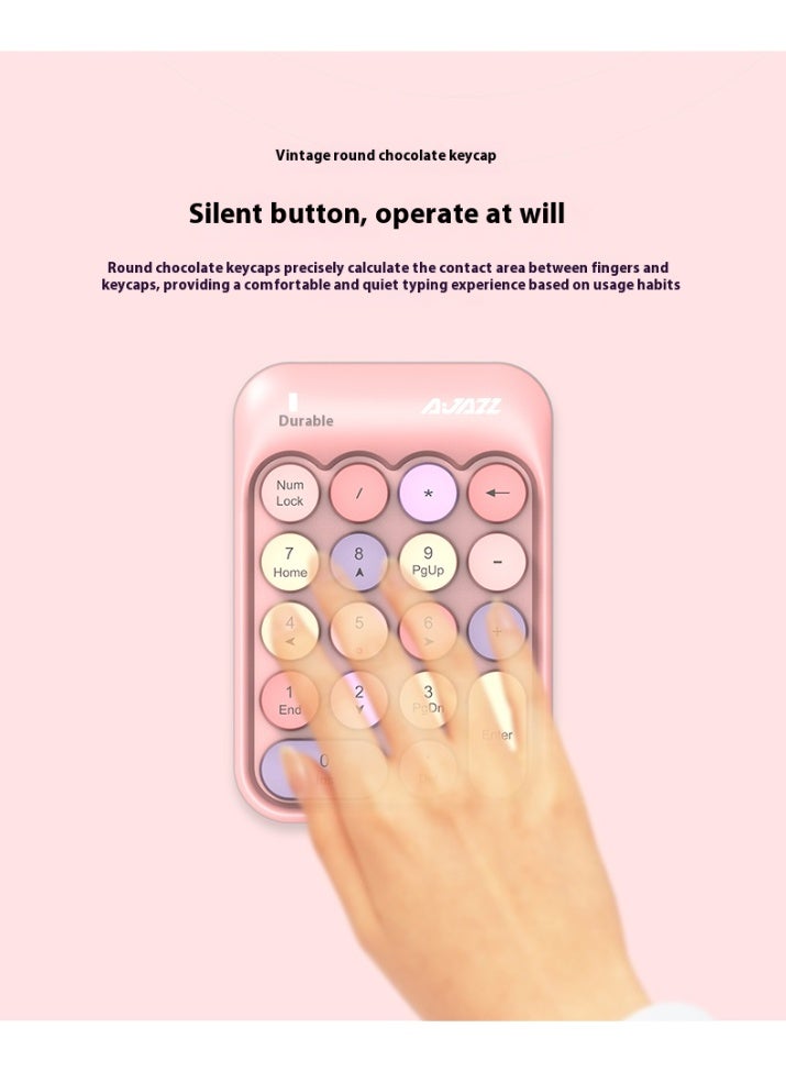 A-jazz AJAZZ AK18 Universal Digital Keypad (with USB receiver), powered by AAA batteries (non-rechargeable). An 18-key mini retro portable keyboard featuring a chocolate-style key mechanism. - Image 5