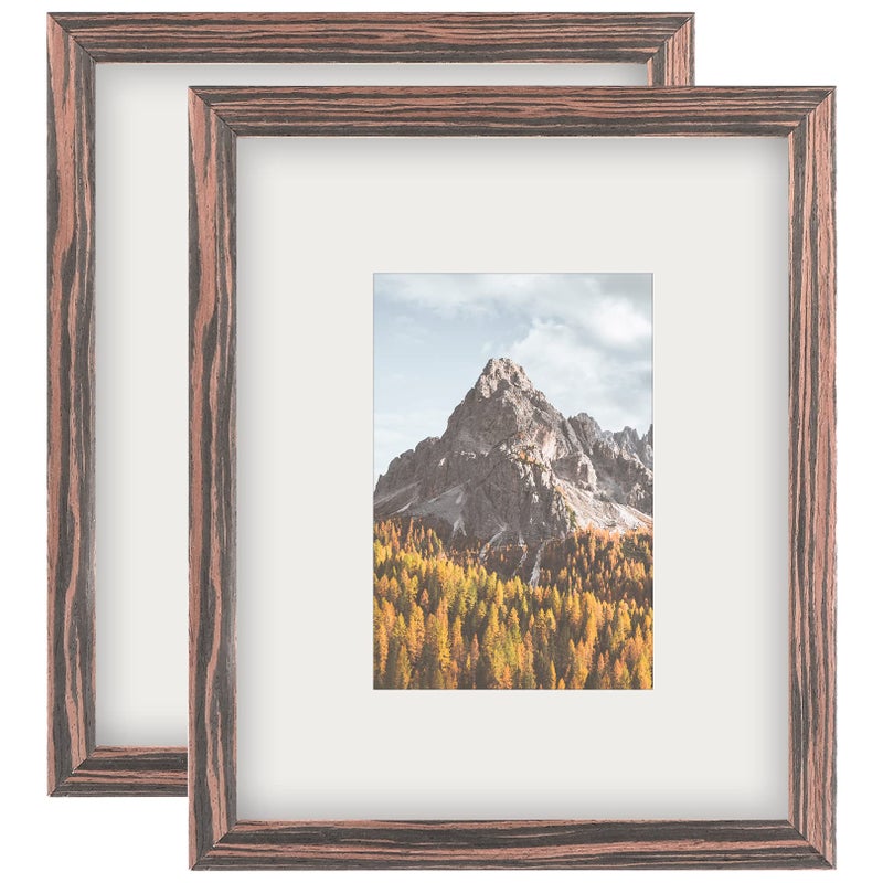WUTL Picture Frames 8x10 2 Pack Nature Solid Wood Ebony Wood Grain for Wall Mounting and Tabletop Display 