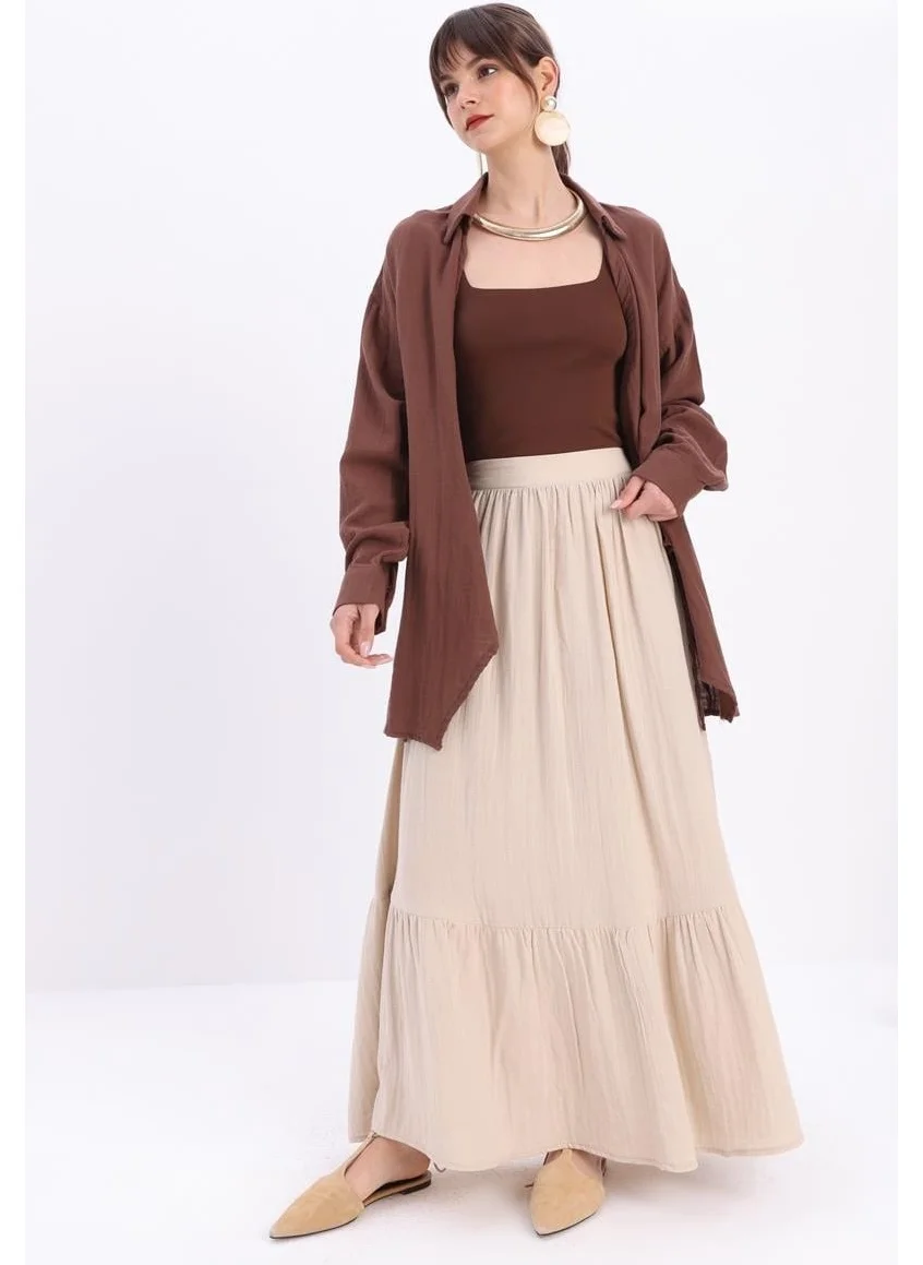 Allday TAŞ-100% Cotton Flared Skirt